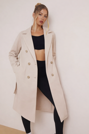 Cindy | Lange Wollen Dames Trenchcoat met Ceintuur – Elegant & Warm