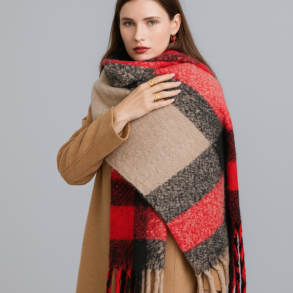 Karlyn | Luxe Dames Sjaal met Stijlvol Ruitpatroon - Warme, Casual Wrap