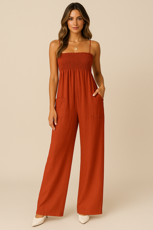 Sandra | Luchtige Jumpsuit met Ruches en Stijlvolle Zakken