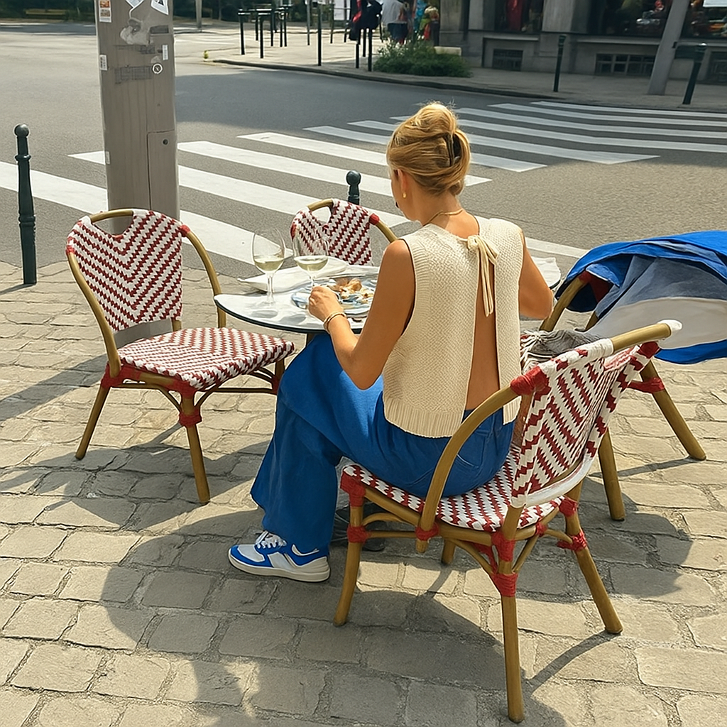 Marylou | Gebreide Beige Zomertop met Open Rug voor Dames