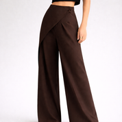 Chlou | Wide Fit Pantalon Dames - Asymmetrische Snit met Strik Detail