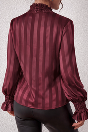Cisca | Gestreepte Blouse Dames - met Strik en Lange Mouwen
