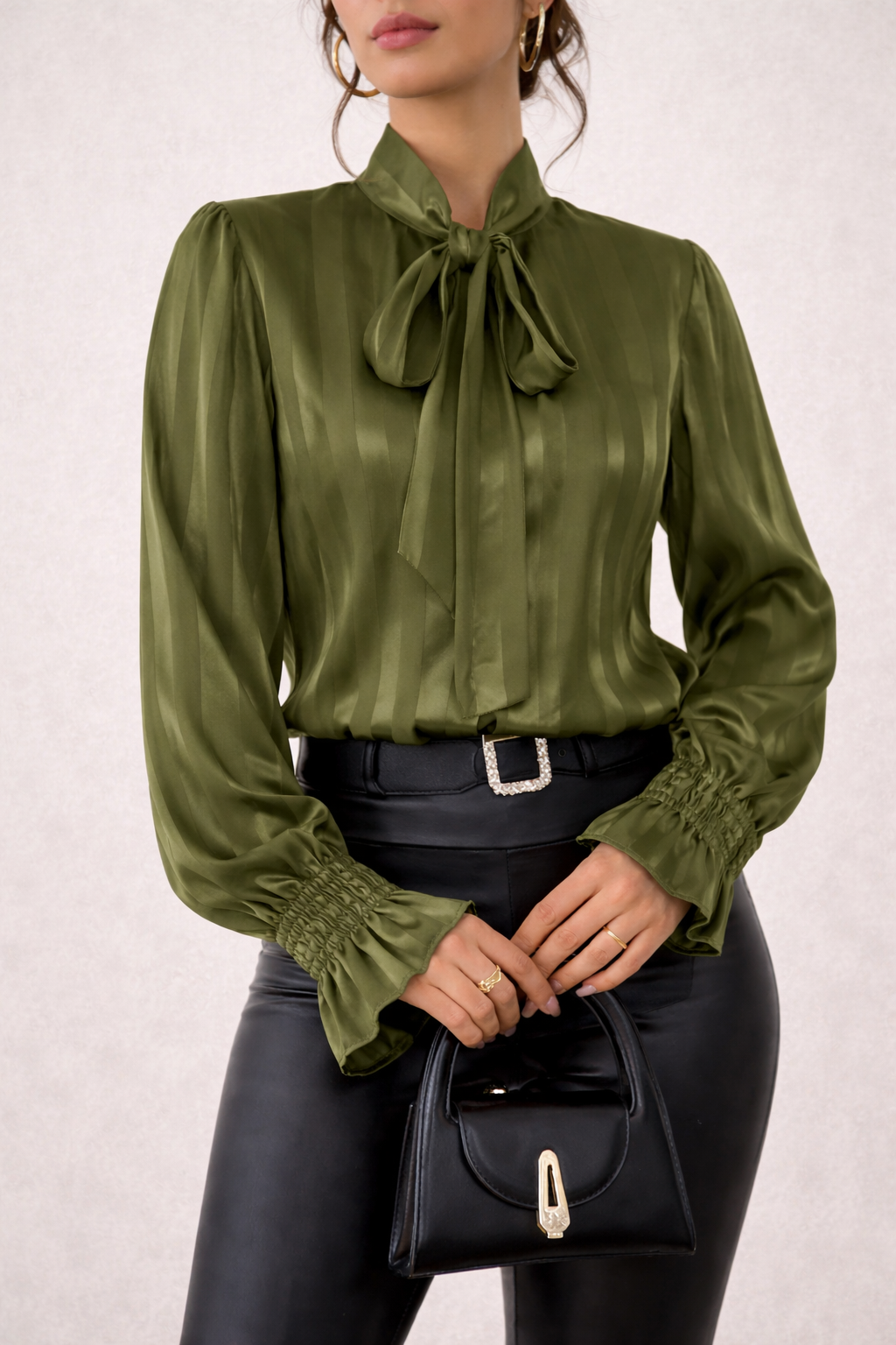 Cisca | Gestreepte Blouse Dames - met Strik en Lange Mouwen