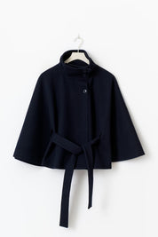 Clara | Dames Winterjas - Elegante Cape met Hoge Kraag en Strikceintuur 5