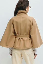 Clara | Dames Winterjas - Elegante Cape met Hoge Kraag en Strikceintuur 8