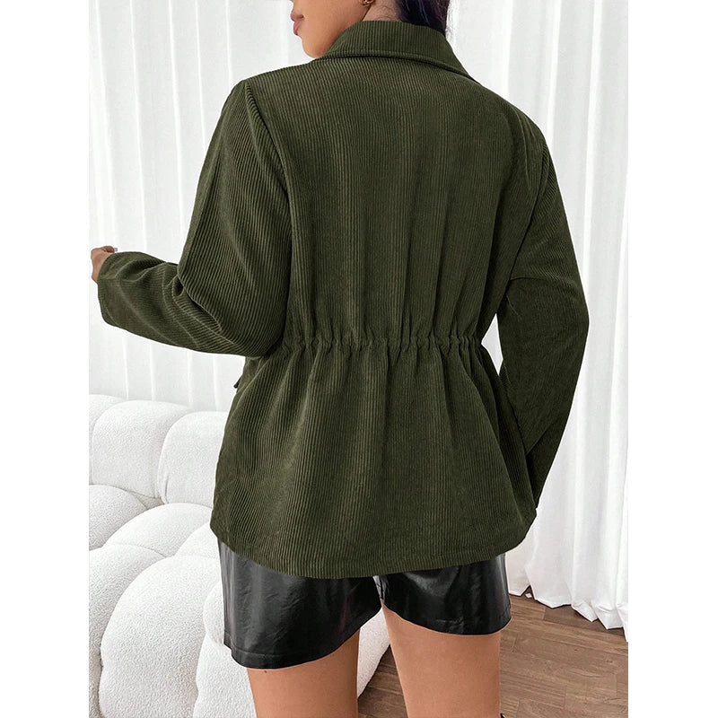 Caitri | Casual Corduary Jas Dames - Stijlvol met Praktische Zakken