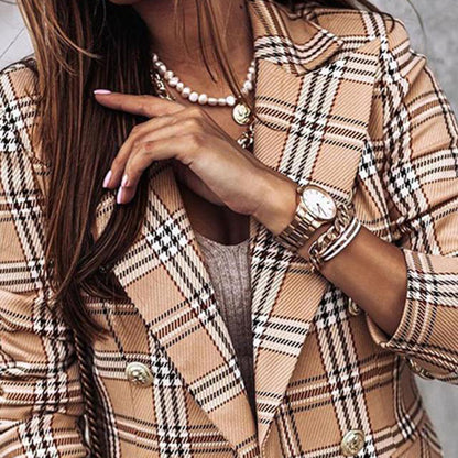 Geruite Dubbel Breasted Blazer - Chique, Smart en Casual
