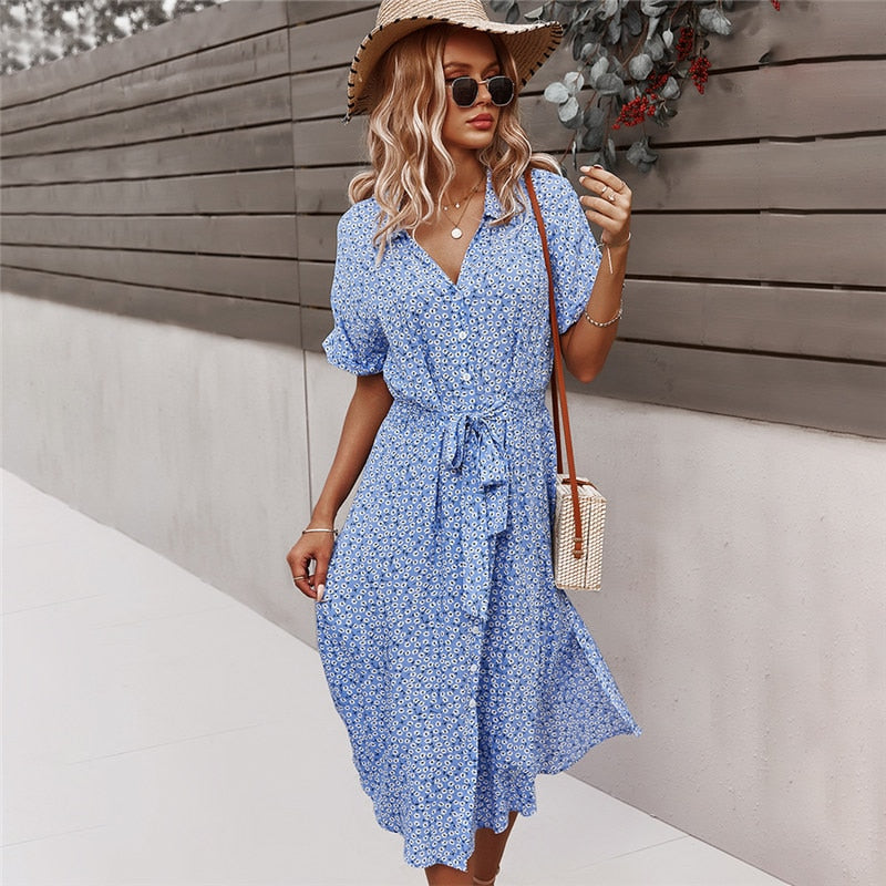 Kathy | Comfortabele Zomerjurk Met Stikceintuur
