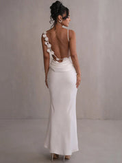 Concetta | Elegante Maxi Jurk met Open Rug en Cowl Halslijn