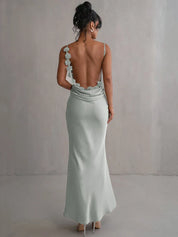 Concetta | Elegante Maxi Jurk met Open Rug en Cowl Halslijn