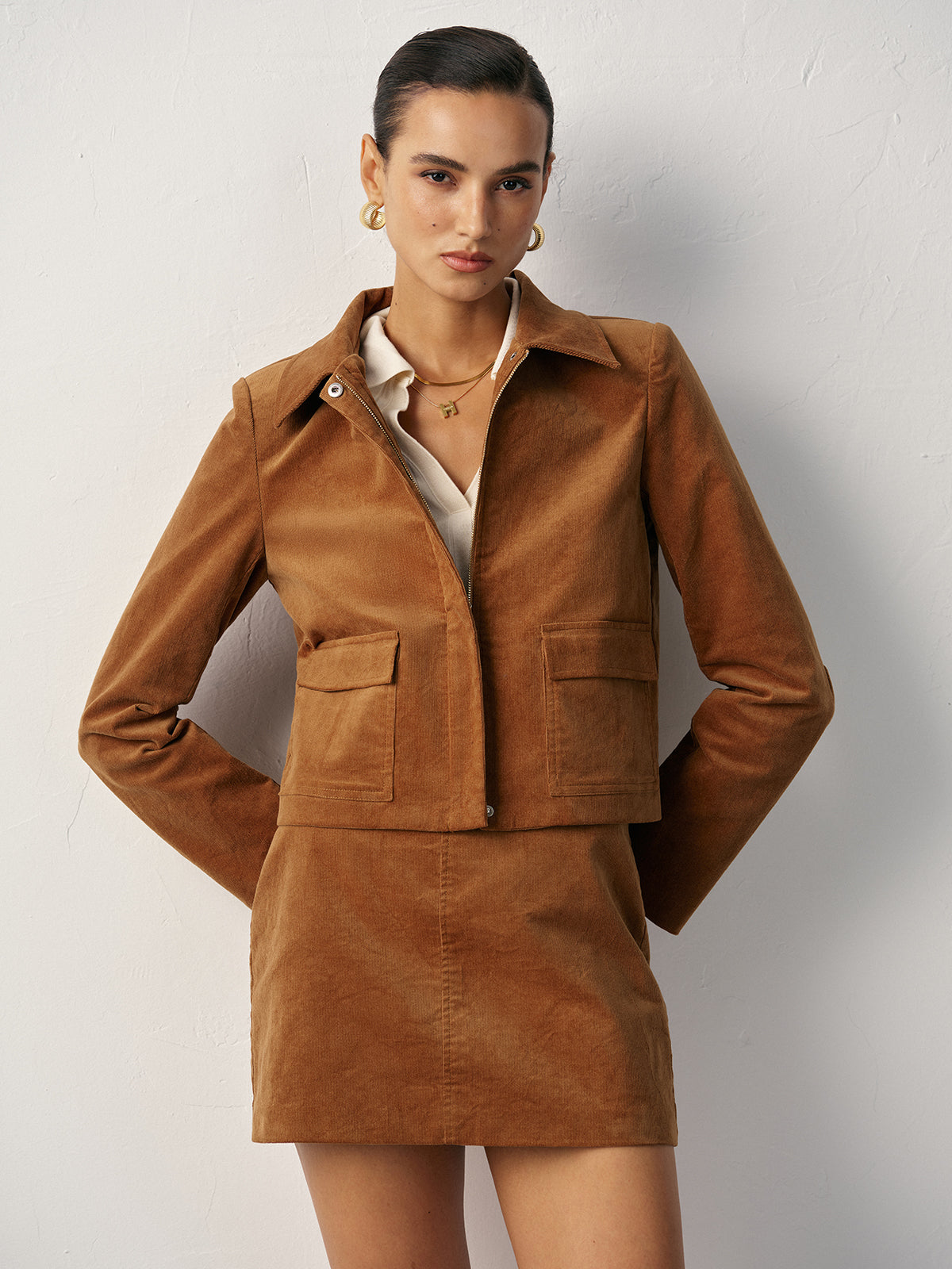 Cora | Dames Corduroy Jas - Lange Mouwen, Winterstijl