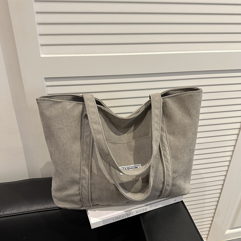 Cora | Grote Tote Tas Dames- Zachte Corduroy Stof, Ruim Ontwerp
