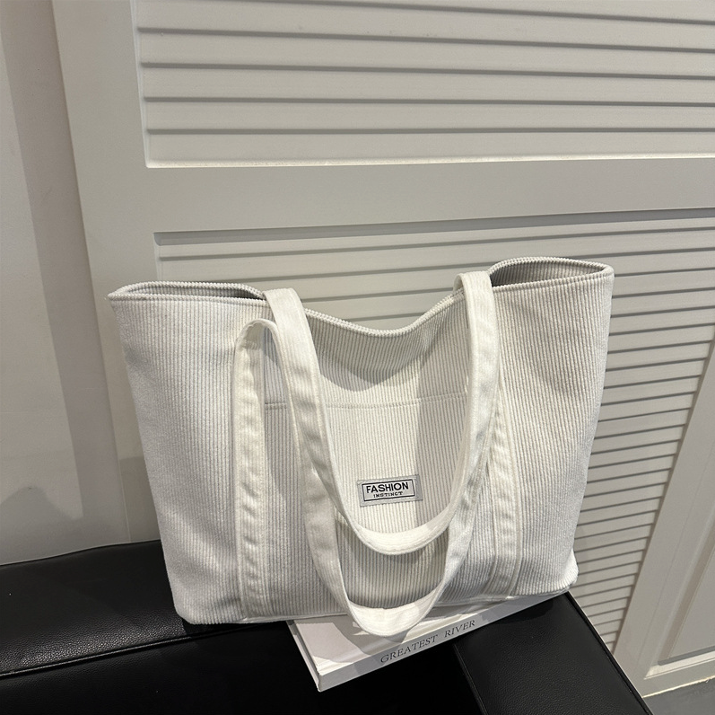 Cora | Grote Tote Tas Dames- Zachte Corduroy Stof, Ruim Ontwerp