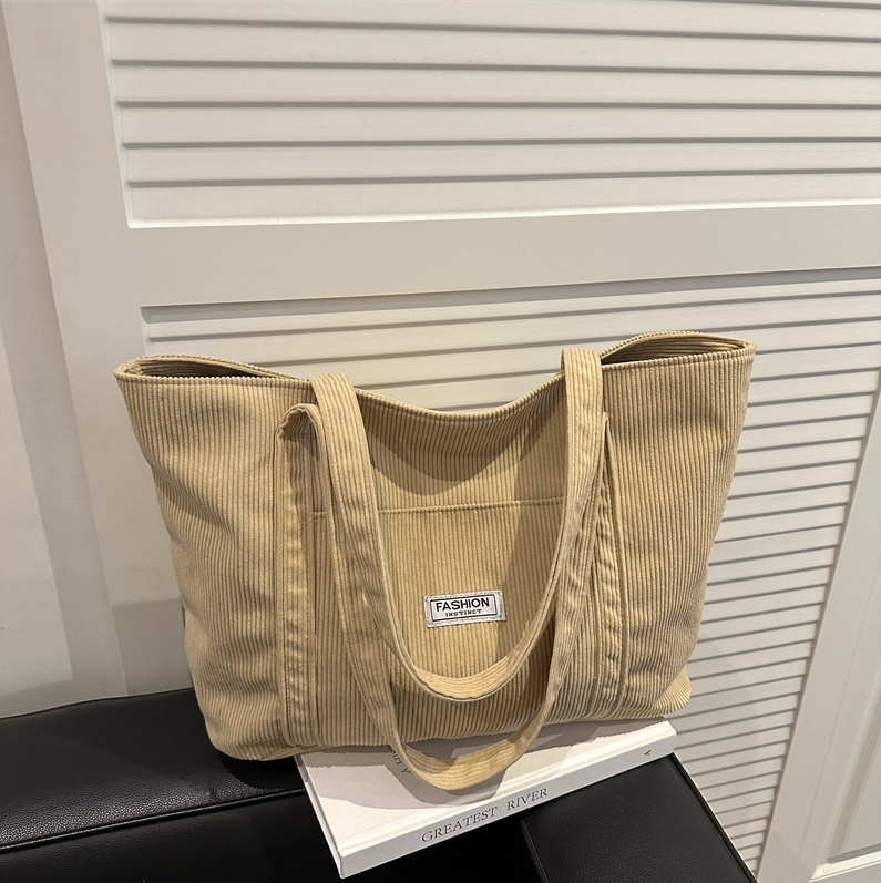 Cora | Grote Tote Tas Dames- Zachte Corduroy Stof, Ruim Ontwerp