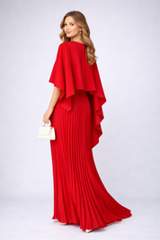 Daisy | Plissé Chiffon Maxi Jurk – Hoge Hals & Losse Pasvorm