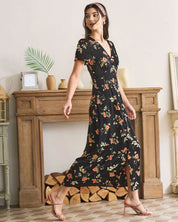 Daisy | Dames Jurk - V-hals met Bloemenprint, Elegante Maxi Jurk 7