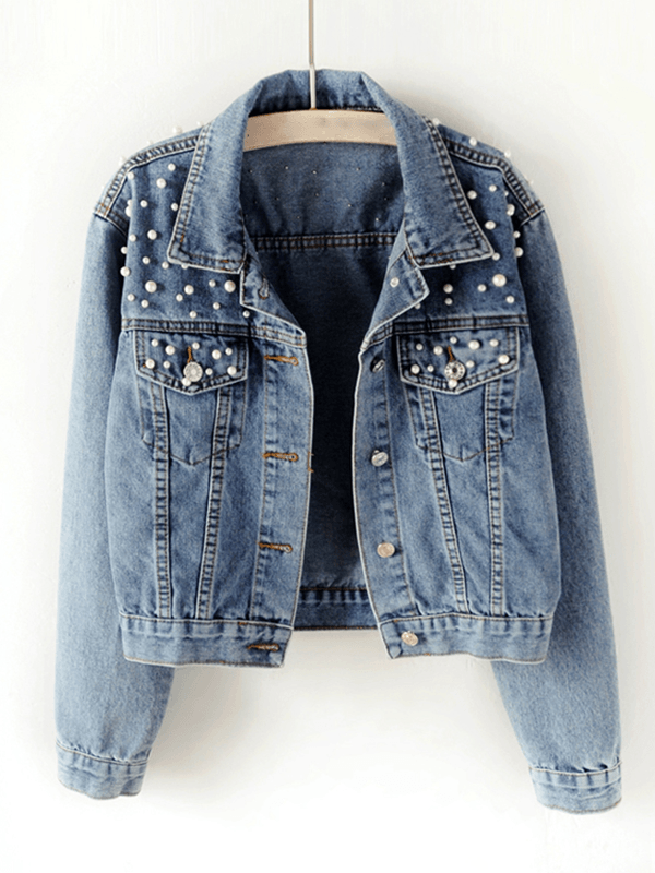 Daisy | Dames Spijker Jasje - Oversized met Strass Afwerking 0