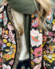 Dalia | Gevoerde Dames Jas met Bloemenprint - Oversized, Lange Jas Winter
