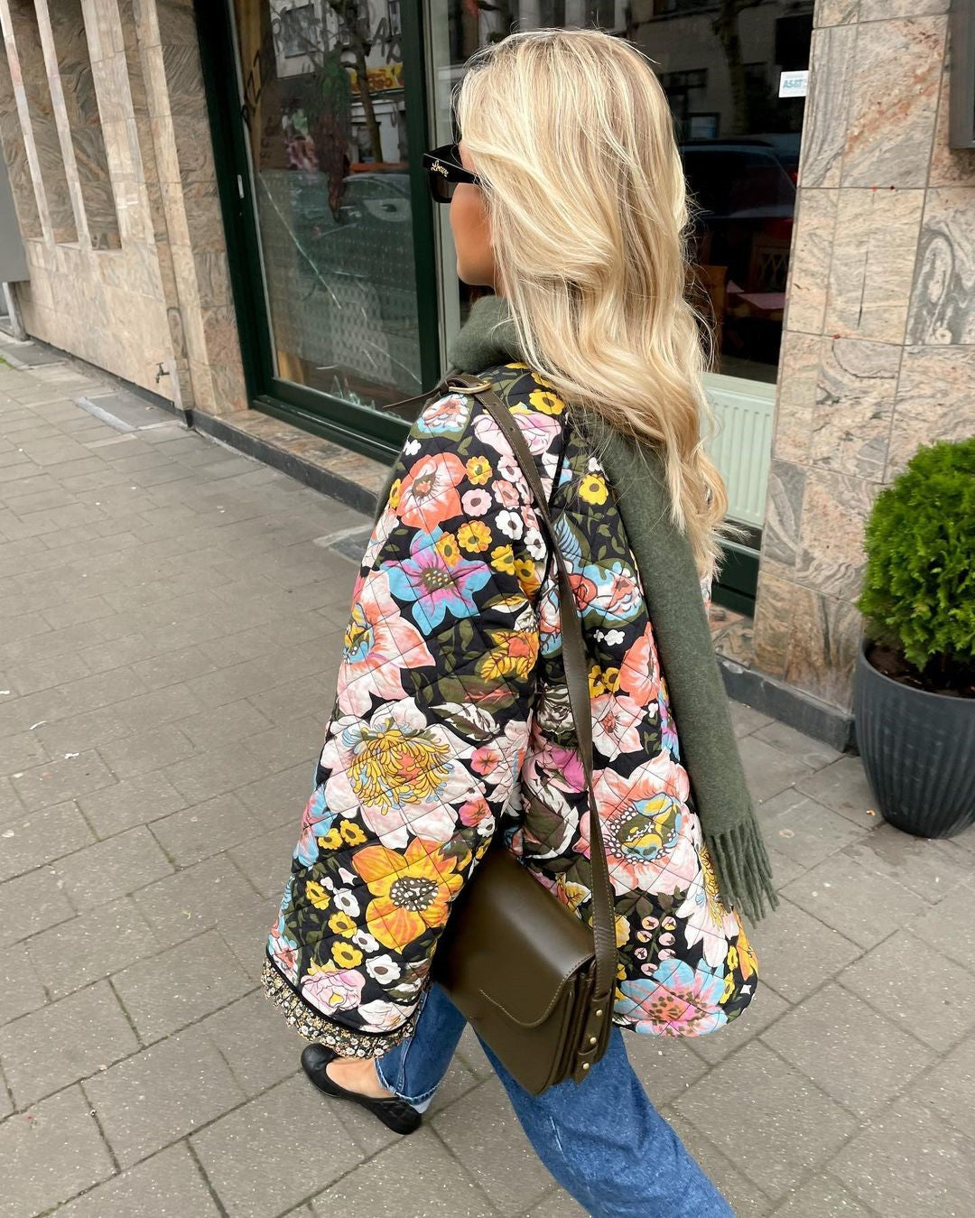 Dalia | Gevoerde Dames Jas met Bloemenprint - Oversized, Lange Jas Winter
