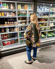 Dalia | Gevoerde Dames Jas met Bloemenprint - Oversized, Lange Jas Winter