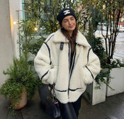 Daria | Dames Jack - Leren Oversized, Blauw met Warme Voering 0