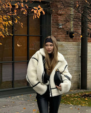 Daria | Dames Jack - Leren Oversized, Blauw met Warme Voering 6