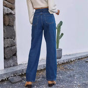 Darlene | High Waist Jeans Dames - Donkerblauw, Straight Fit