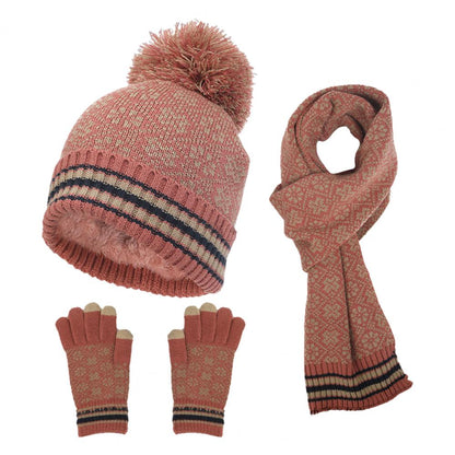 Demi | Casual Dames 4-delige Winterset - Gebreide Sjaal, Muts en Handschoenen
