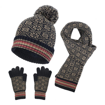Demi | Casual Dames 4-delige Winterset - Gebreide Sjaal, Muts en Handschoenen