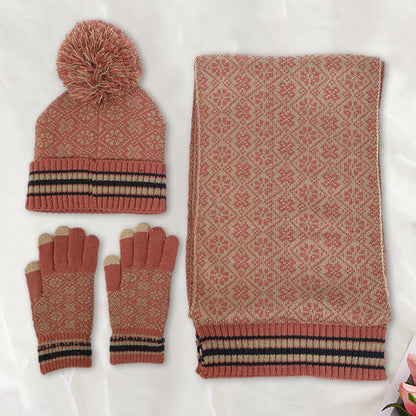 Demi | Casual Dames 4-delige Winterset - Gebreide Sjaal, Muts en Handschoenen