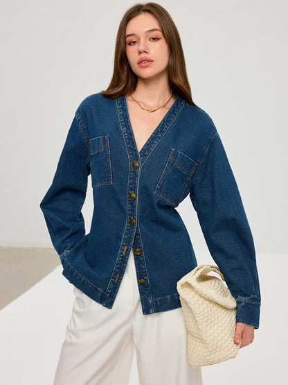 Deni | Dames Tussenjas - Casual Denim Met Ceintuur