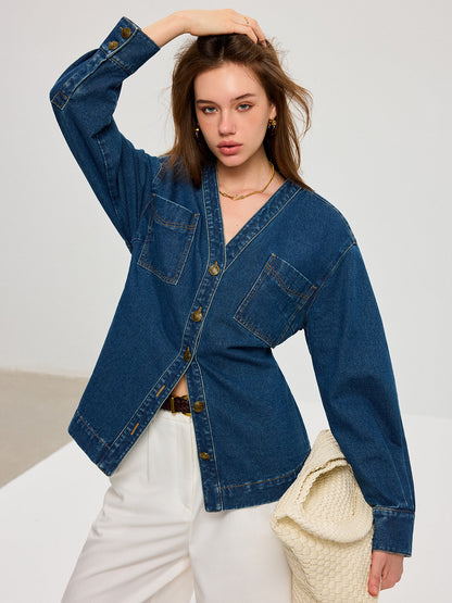 Deni | Dames Tussenjas - Casual Denim Met Ceintuur