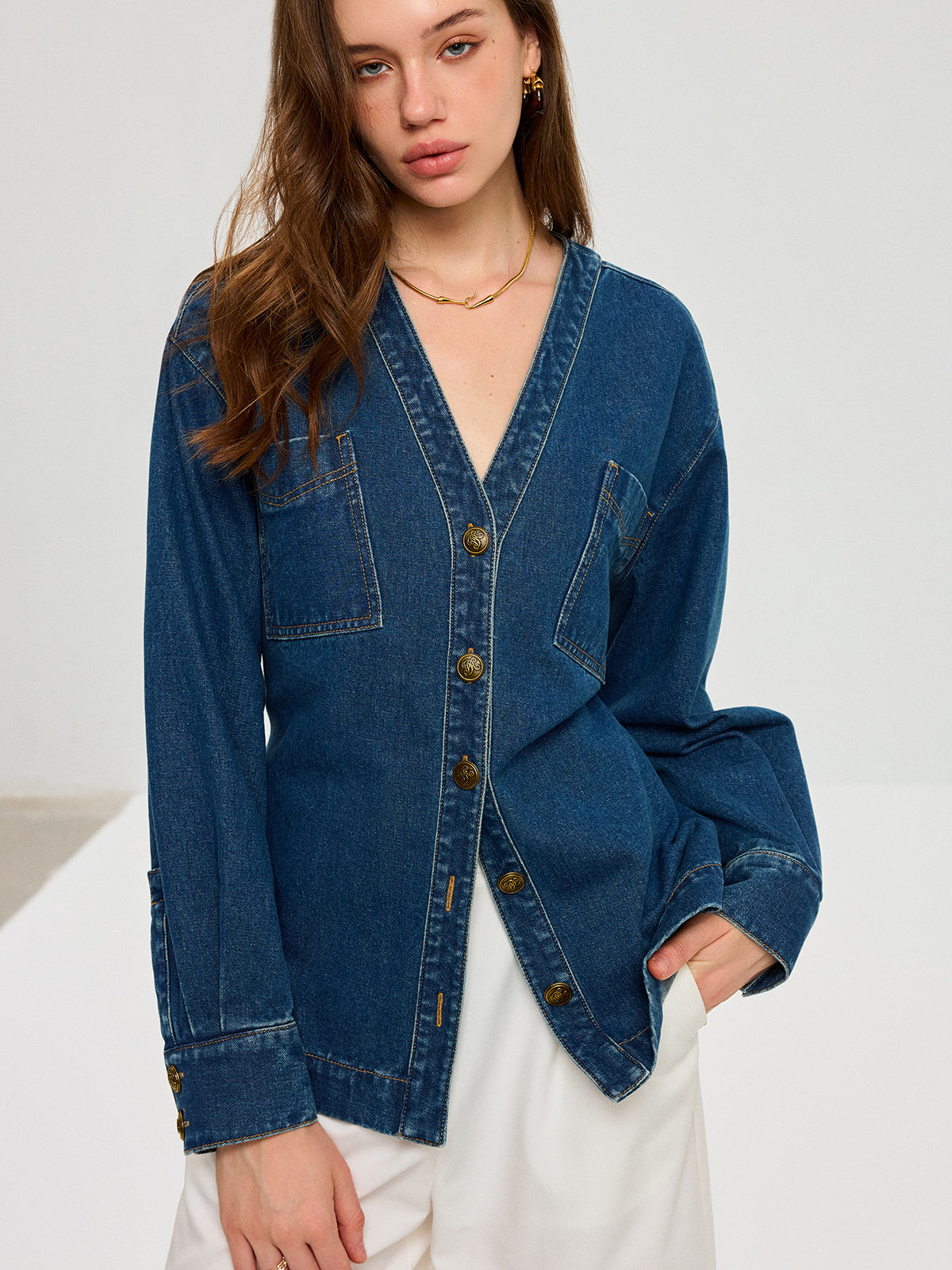 Deni | Dames Tussenjas - Casual Denim Met Ceintuur