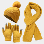 Wolxa | Driedelige Dames Winter Set - Muts, Sjaal en Handschoenen - Elegante Winterlook