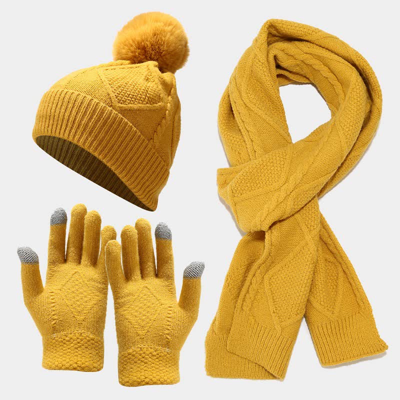 Wolxa | Driedelige Dames Winter Set - Muts, Sjaal en Handschoenen - Elegante Winterlook