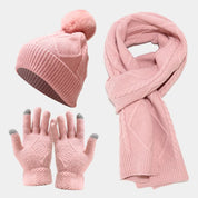 Wolxa | Driedelige Dames Winter Set - Muts, Sjaal en Handschoenen - Elegante Winterlook