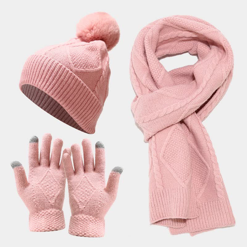 Wolxa | Driedelige Dames Winter Set - Muts, Sjaal en Handschoenen - Elegante Winterlook