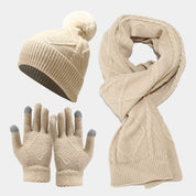 Wolxa | Driedelige Dames Winter Set - Muts, Sjaal en Handschoenen - Elegante Winterlook