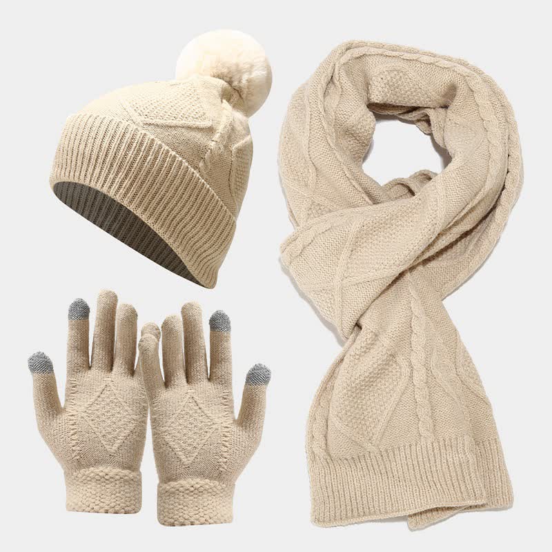 Wolxa | Driedelige Dames Winter Set - Muts, Sjaal en Handschoenen - Elegante Winterlook