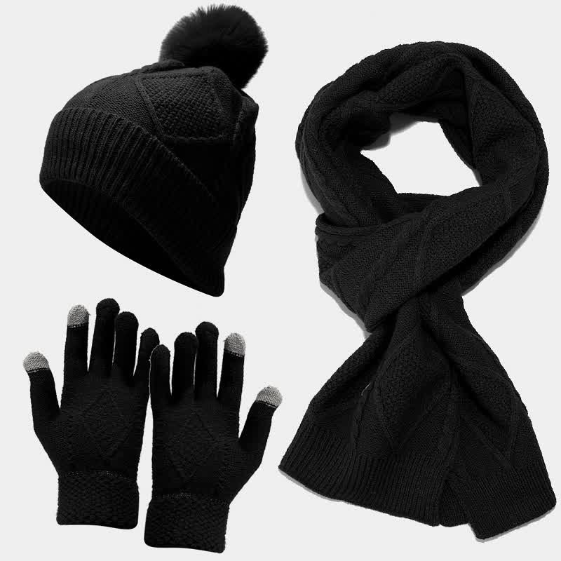 Wolxa | Driedelige Dames Winter Set - Muts, Sjaal en Handschoenen - Elegante Winterlook