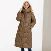 Diana | Dames Lange Winterjas - Gewatteerde Look met Nekomslag 2