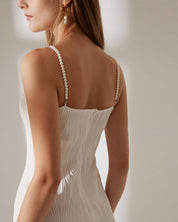 Diana | Dames Midi-Jurk - Elegante Waterrimpel met Parelbandjes 1