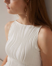 Diana | Dames Midi-Jurk - Elegante Waterrimpel met Parelbandjes 2