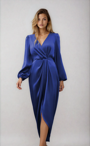 Diana | Dames Midi Jurk - Elegante Wikkelstijl, Flatterend V-Halsontwerp 0