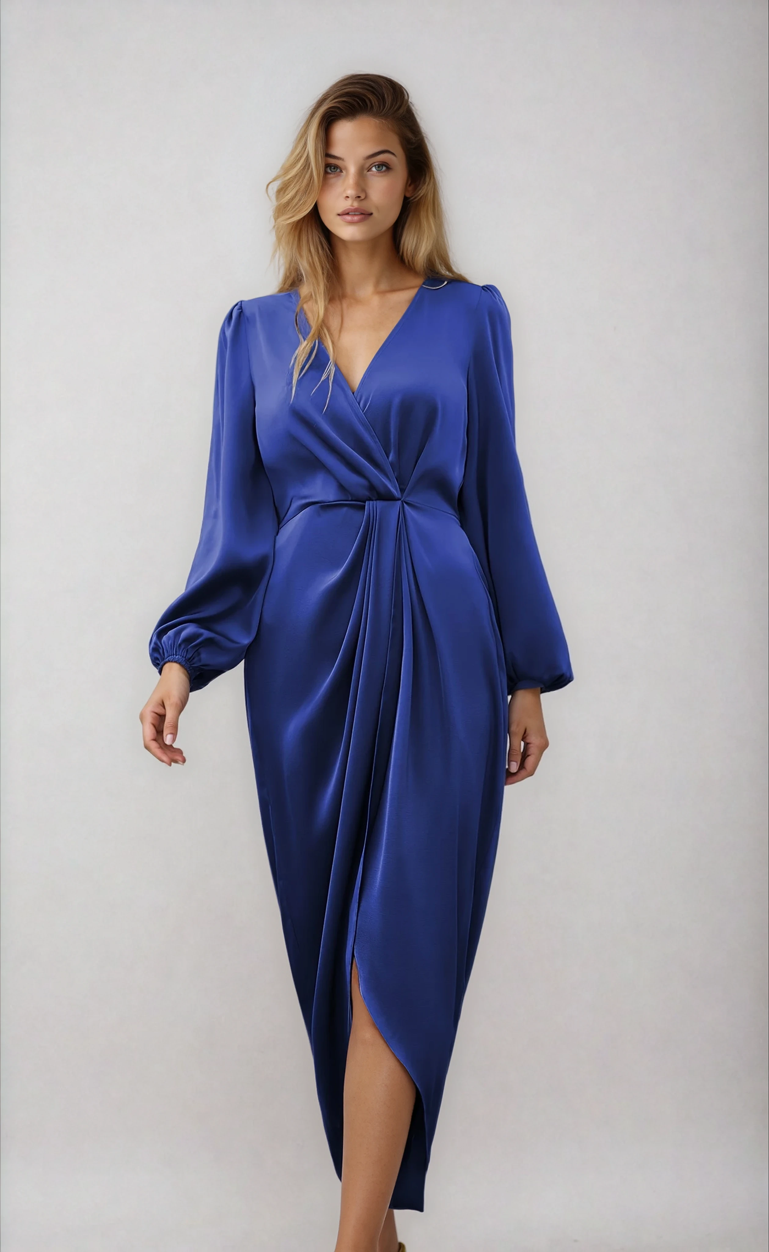 Diana | Dames Midi Jurk - Elegante Wikkelstijl, Flatterend V-Halsontwerp 0