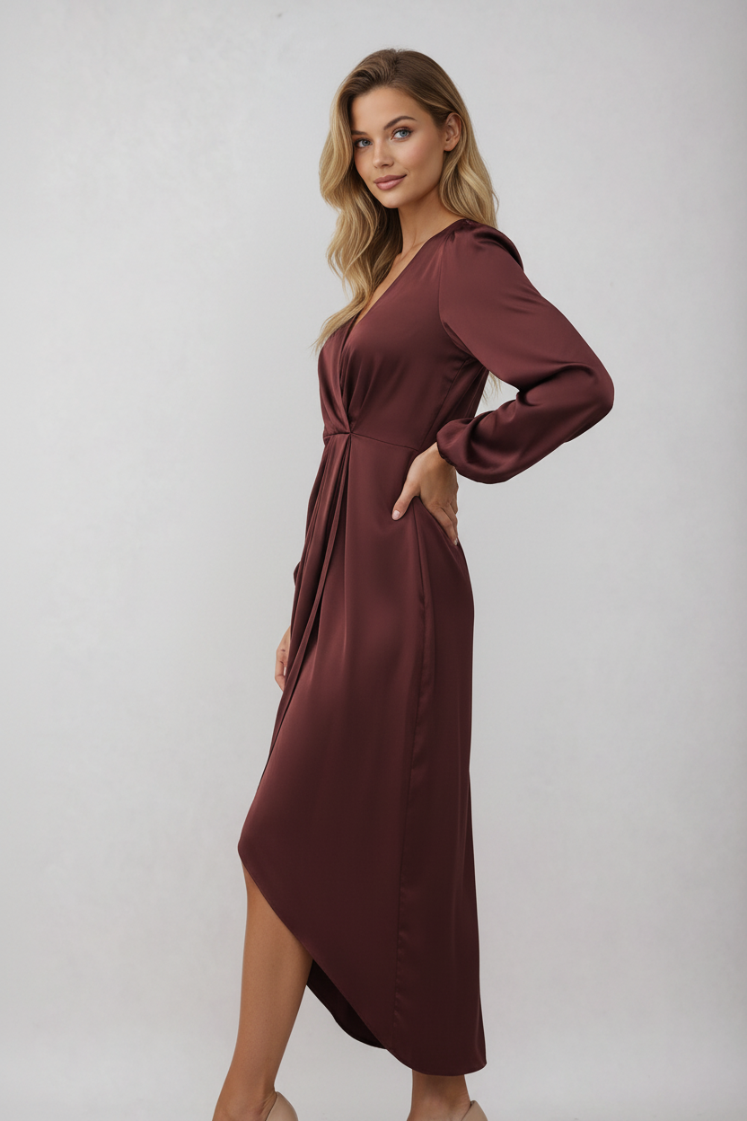 Diana | Dames Midi Jurk - Elegante Wikkelstijl, Flatterend V-Halsontwerp 2