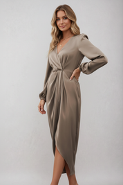 Diana | Dames Midi Jurk - Elegante Wikkelstijl, Flatterend V-Halsontwerp 4