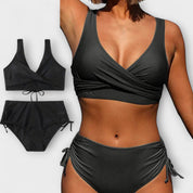 Diva | Dames Zwarte High-Waisted Bikini - Flatterende Pasvorm en Verstelbare Zijkanten 0