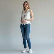 Dysa | Dames Linnen Katoen Mouwloos Vest – Gilet met Knopen