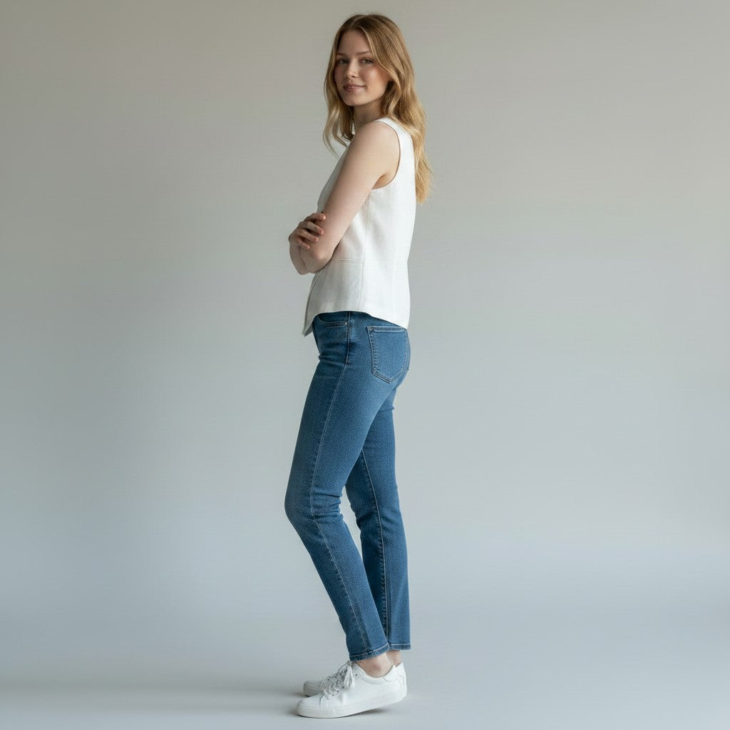 Dysa | Dames Linnen Katoen Mouwloos Vest – Gilet met Knopen